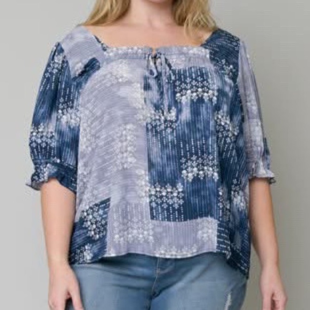 ZAC & RACHEL Woman Floral Patchwork Peasant Top